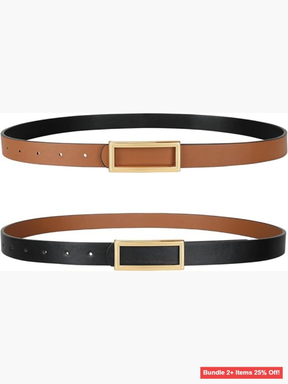 Reversible Skinny Belt for Dresses and Jeans with Gold Buckle